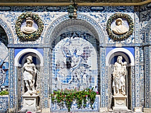 Detail of Mars and Saturn with blue tiles decoration