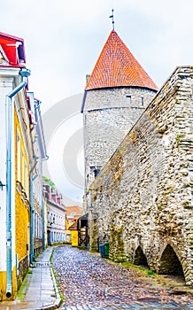 Detail of the medieval fortification in the Estonian capital Tallin....IMAGE