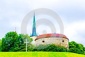 Detail of the medieval fortification in the Estonian capital Tallin....IMAGE