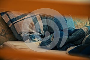 Detail of messy bed sheets