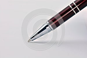 Detail of a metal ballpoint pen photo