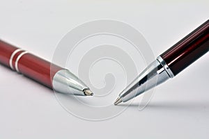 Detail of a metal ballpoint pen photo