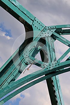 Metal strucuture of the Tumski Bridge, Wroclaw, Lower Silesia, Poland