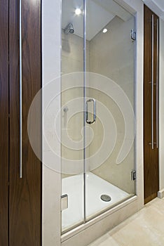 Detail of a modern en-suite shower