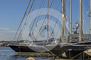 Detail of a modern luxury yacht.