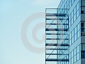 Detail of a modern office building. Glass building office in the center of Bucharest