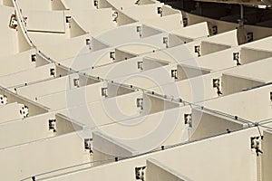 Detail of a modern roof of a contemporary building in Sevilla Spain made of wooden and iron boards as a symbol of futuristic arc