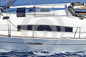 Detail of a sailing yacht in action photo