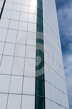 Detail of Modern Skyscraper, blue sky in background