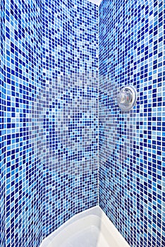 Detail of a mosaic tiled shower