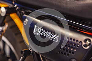 Detail of the Moto Guzzi V9 Roamer motorcycle