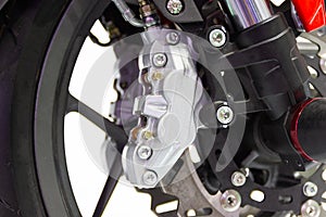 Detail Motorcycle brake disc and front wheel