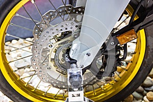 Detail Motorcycle brake disc and front wheel