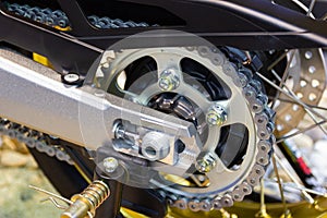 Detail of a motorcycle rear chain