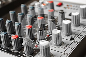 Detail of a music mixer in studio