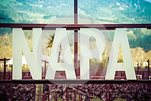 Detail of the Napa Valley Sign