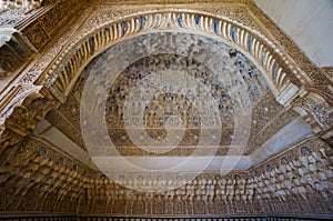 Detail - Nasrid Palace in Alhambra in Granada, Spain