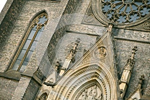 Detail of a Neo-Gothic cathedral in the city of Prague - Church of St. Ludmila