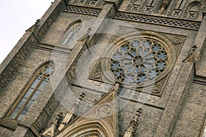 Detail of a Neo-Gothic cathedral in the city of Prague - Church of St. Ludmila