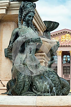 Detail of Neptune fountain in the center of Batumi, Georgia