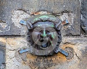 Detail of the Netherbow Wellhead in Edinburgh, Scotland
