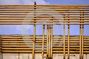 Detail of the network of gas supply pipes. photo