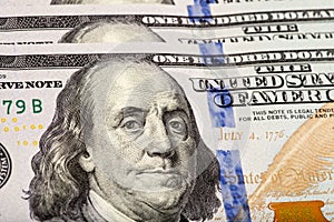 Detail of the new 100 bill