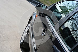 Detail of new car in dealership