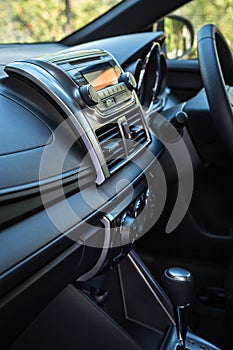 Detail of new modern car interior