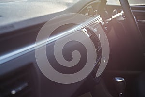 Detail of new modern car interior