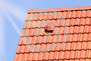 Detail of the new roof of the house with a gabled roof.