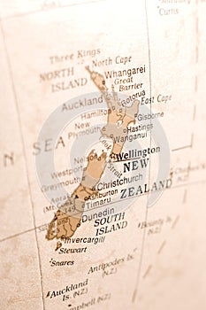 Detail of New Zealand on a Globe photo
