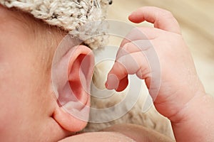 Detail of newborn baby ear