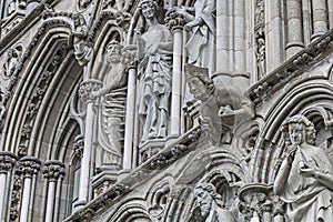 Detail of the Nidaros Cathedral (Nidarosdomen) in Trondheim, Nor