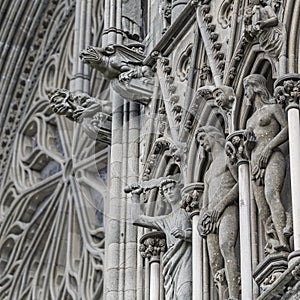 Detail of the Nidaros Cathedral (Nidarosdomen) in Trondheim, Nor