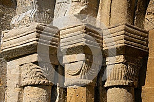 Detail from the norman doorway of the church of St Michael`s and All Angels Church, Guiting Power, Gloucestershire