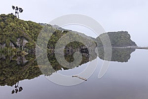 Detail of an ocean lagoon, a dune lake near Haast, South Island, NZ