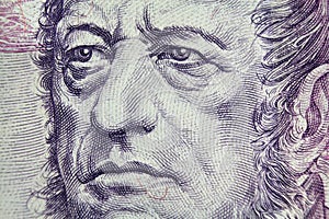 Detail od Frantisek Palacky portrait from czech currency one thousand banknote