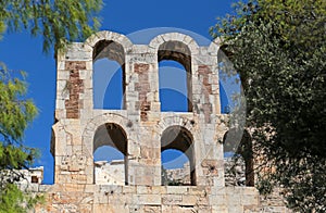 Detail of the Odeon of Herodes Atticus, Greece.