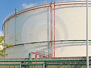 Detail of an oil silo with pipes