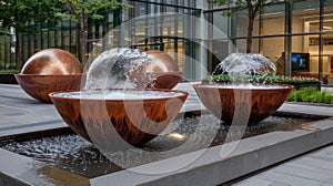 Detail of an old classic style stone fountain