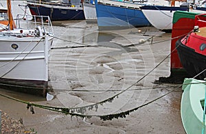 Detail of old coloured boat hulls