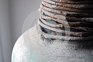 detail of old decorated ceramic jug