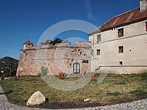 Detail of old fortress Cetatuia on a sunny autumn day, Brasov, Romania