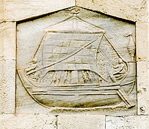 Detail of the old lighthouse called Farul Genovez (Genovese lighthouse)