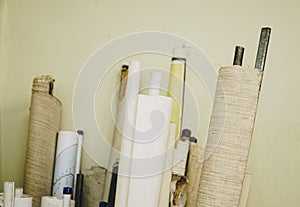 detail of old maps in the underfunded  classroom