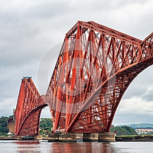 Detail of the old metal bridge that connects by train the city of Edinburgh, Scotland.