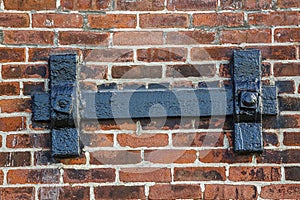 Detail of old metal door in Red Hook, Brooklyn, New York