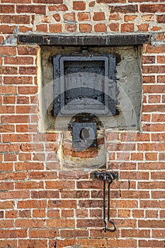 Detail of old metal door in Red Hook, Brooklyn, New York