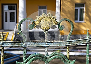 Detail of old metal sunflower